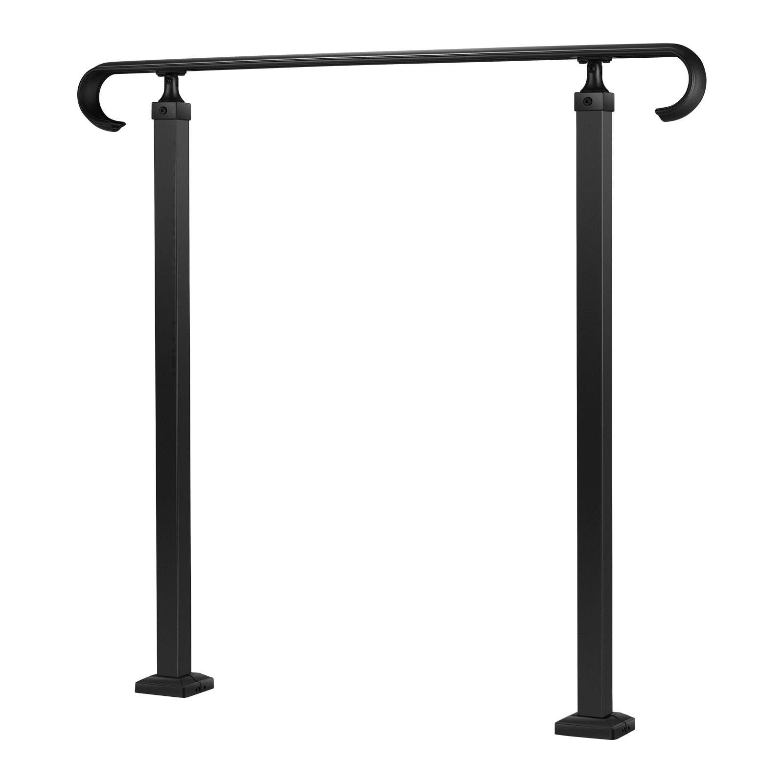 Outdoor Handrail For Steps Adjustable Carbon Steel Matte Black_voghion.com